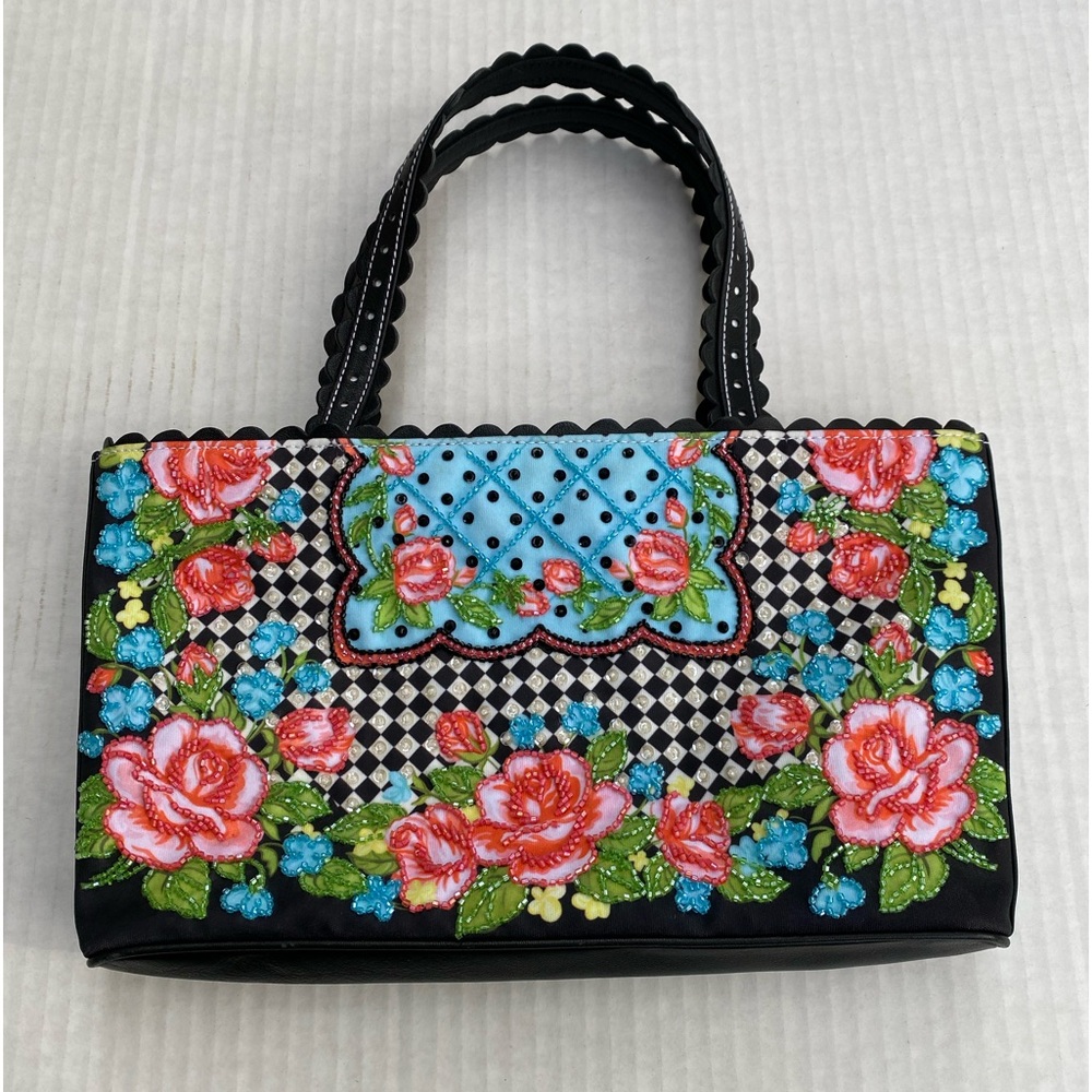 Isabella Fiori Vintage Beaded Handbag with Leather
